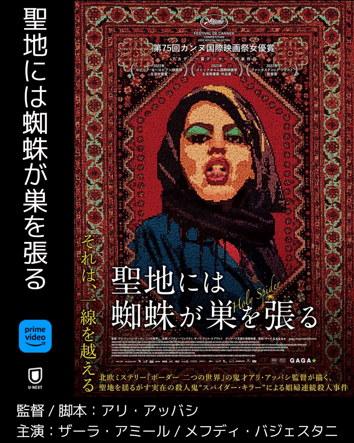 カンヌ賞受賞作「聖地には蜘蛛が巣を張る」実話を基にした衝撃のクライムサスペンス。キャスト・あらすじ・配信情報を徹底解説
